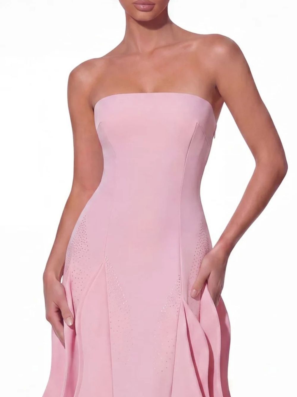 Noven Strapless Ruffle Maxi Dress
