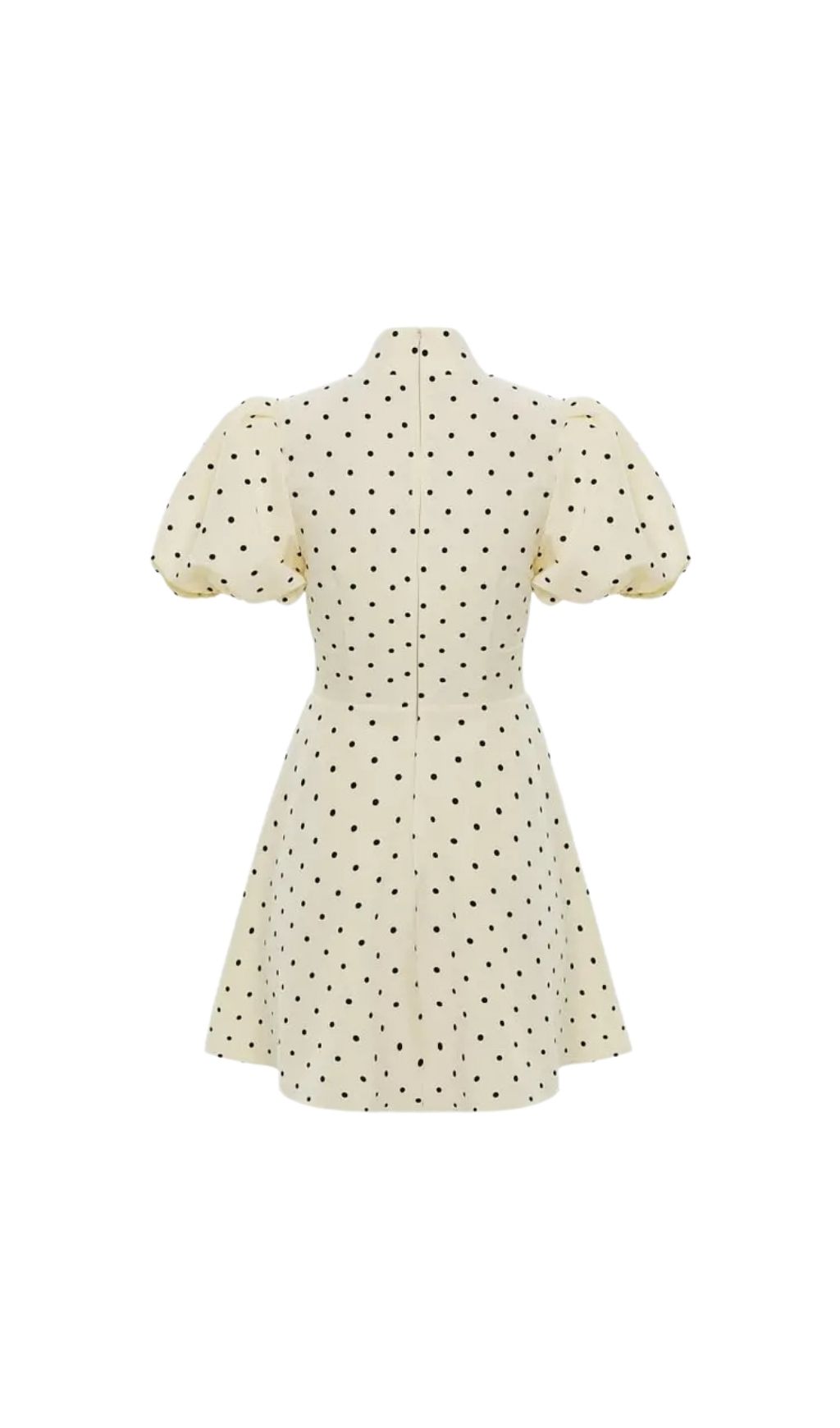 Mock Neck Puff Sleeve Polka Dot Mini Dress - OWNCI