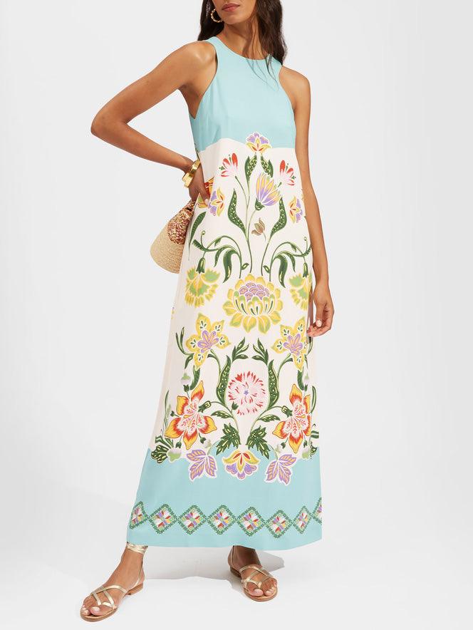3bffb11262d2783072853fe44900697b Exquisite Sunshine Floral Print Sleeveless Midi Dress