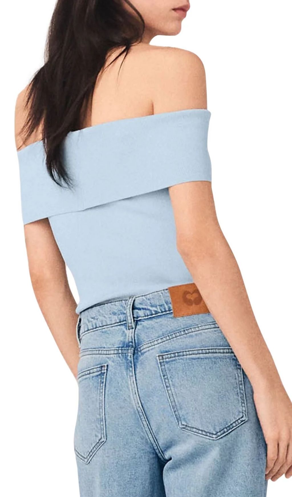 Fashionslee Women Bardot Rib Knit Top