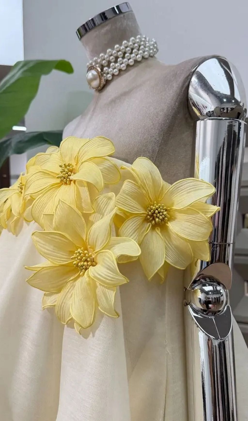 Sabrina Off-Shoulder 3D Floral Mini Dress In Yellow - OWNCI Sabrina Off-Shoulder 3D Floral Mini Dress In Yellow - OWNCI