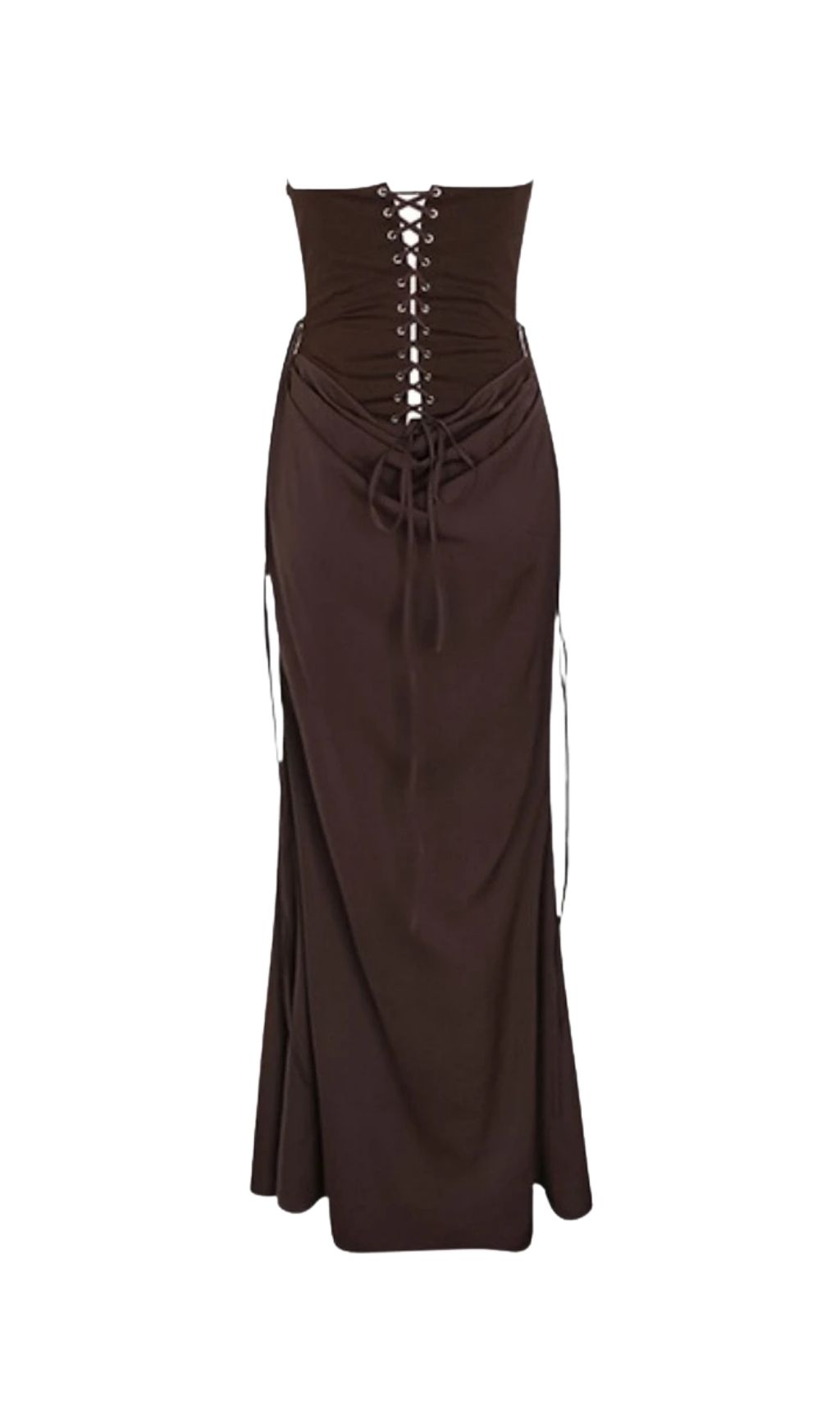 Beatrix Strapless Corset Satin Maxi Dress – Brown - OWNCI Beatrix Strapless Corset Satin Maxi Dress – Brown - OWNCI