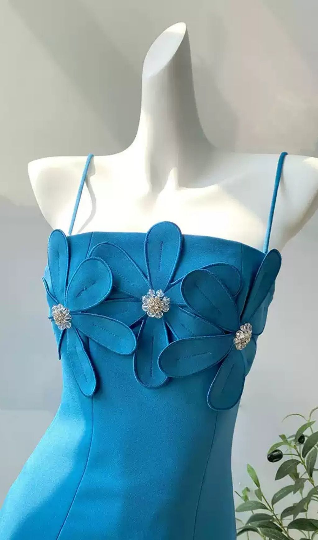 Fashionslee Women Ligia Blue Strappy Flower Mini Dress