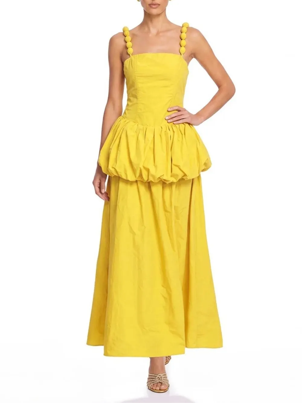 Selvaris Sleeveless Bubble Maxi Dress