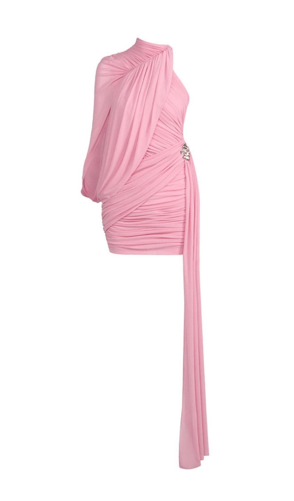 Lauralee Pink Ruched Mesh Mini Dress - pink, mesh, textured mini dress by OWNCI