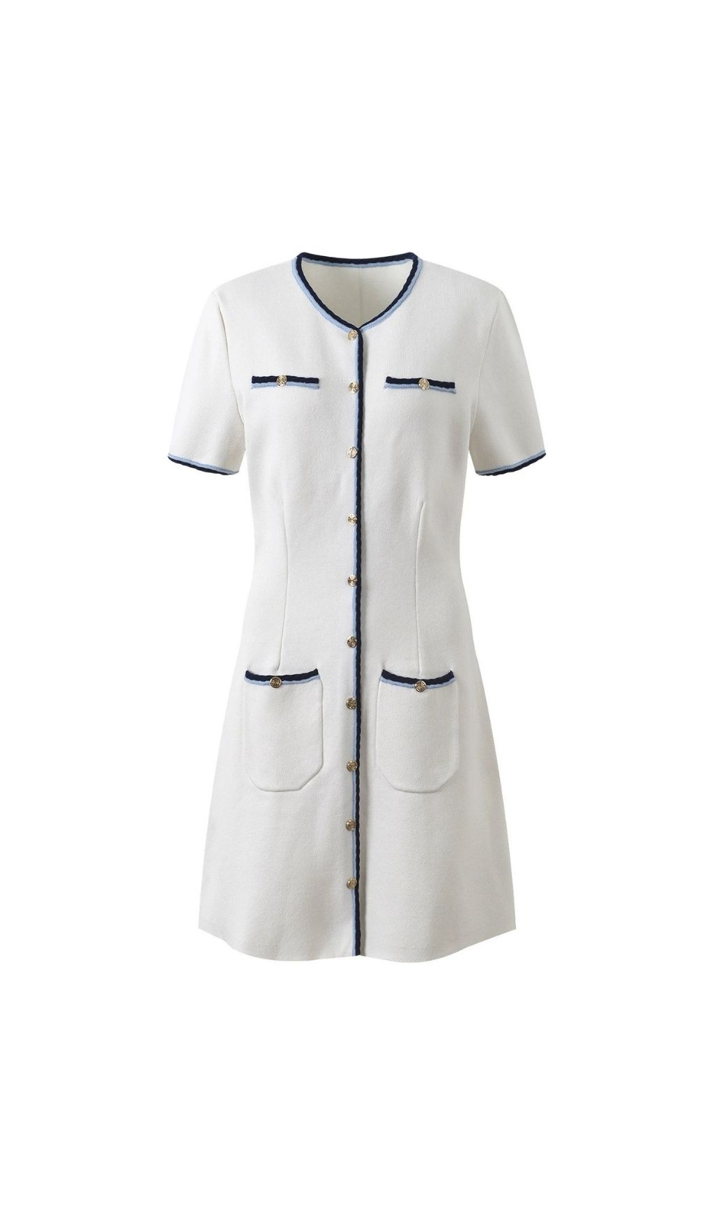 3db2c01dc03b1082882db8b360eb4a34 Rirsalino Contrast Trim Button Front Dress