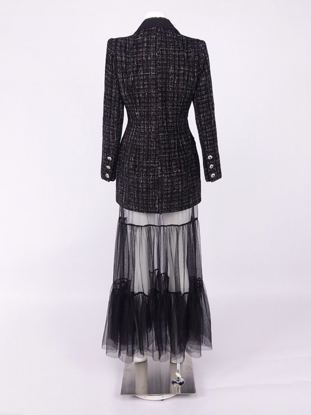 3df0c693599280f9af1069a34c67a029.jpg Fashionslee Women Madison Black Bllazer & Mesh Maxi Dress Set