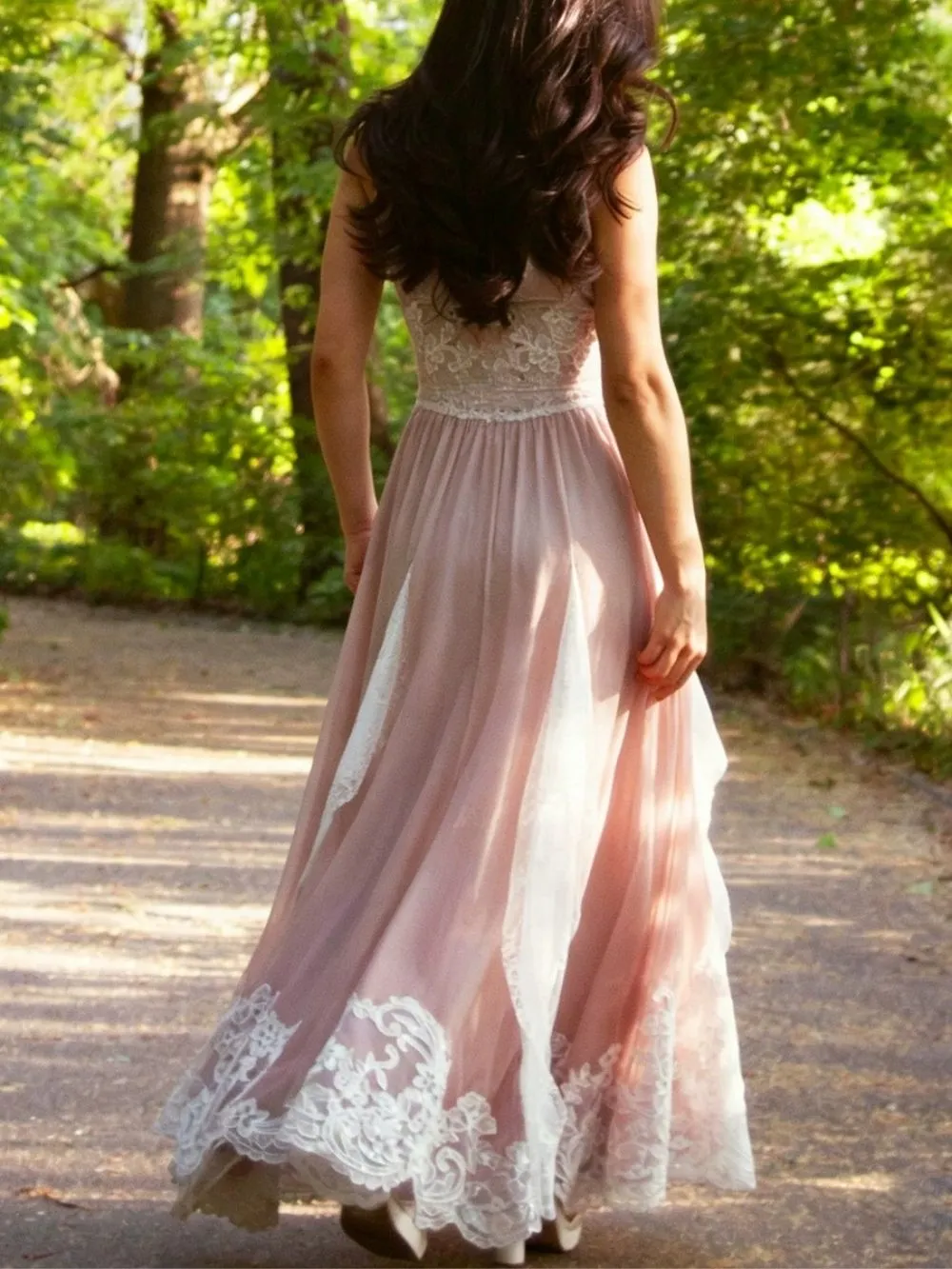 Mandara Pink Lace Maxi Dress - OWNCI