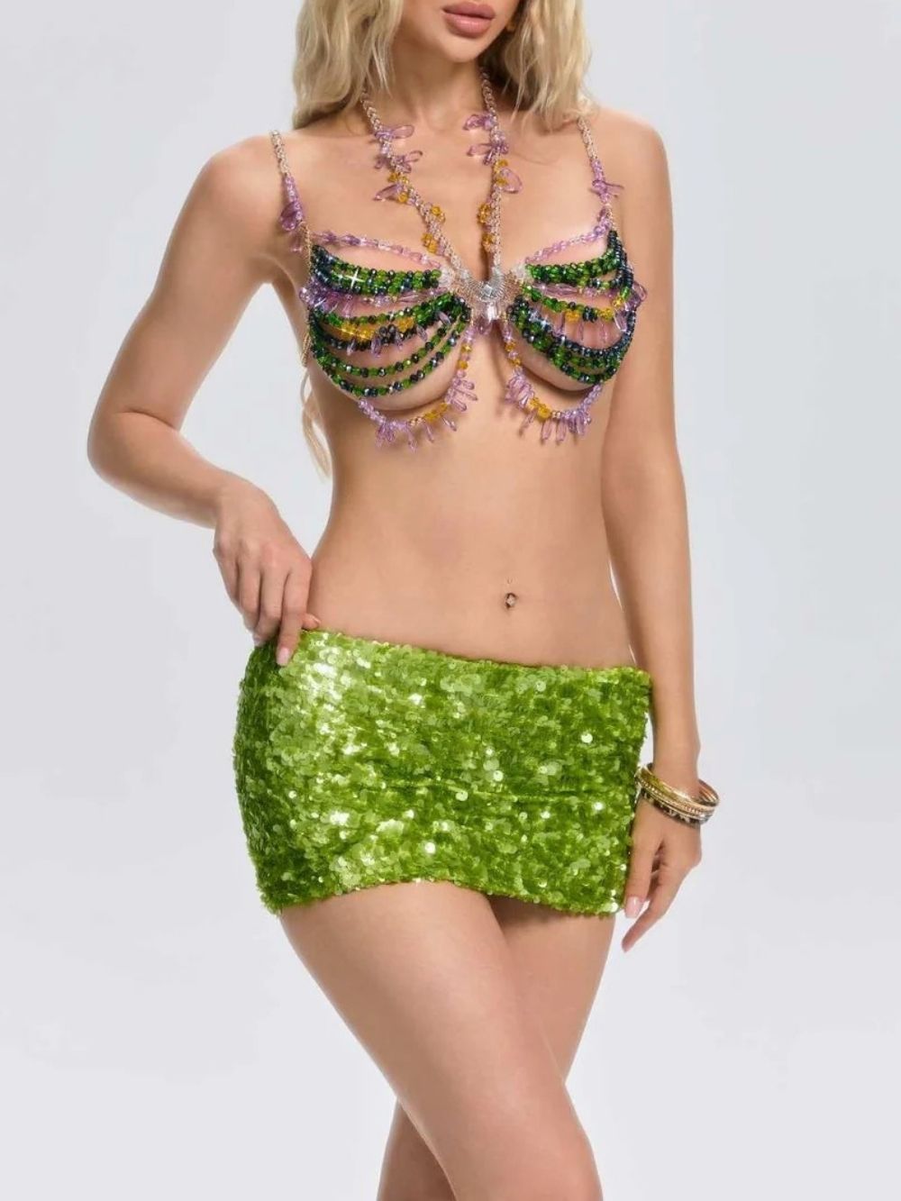 Vardena Gemstone Beaded Bralette - OWNCI