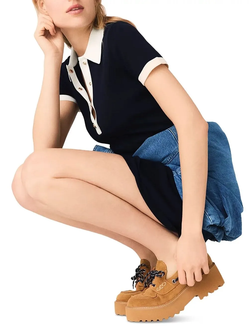 Contrast Trim Polo Dress
