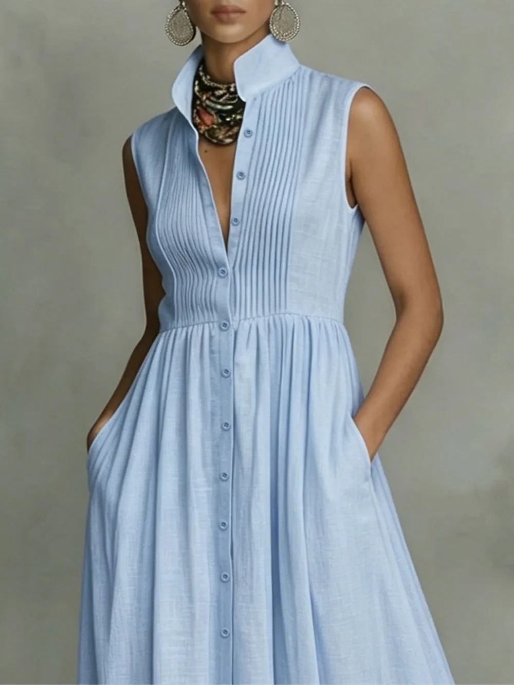 Marcela Blue Sleeveless Maxi Dress - OWNCI Marcela Blue Sleeveless Maxi Dress - OWNCI