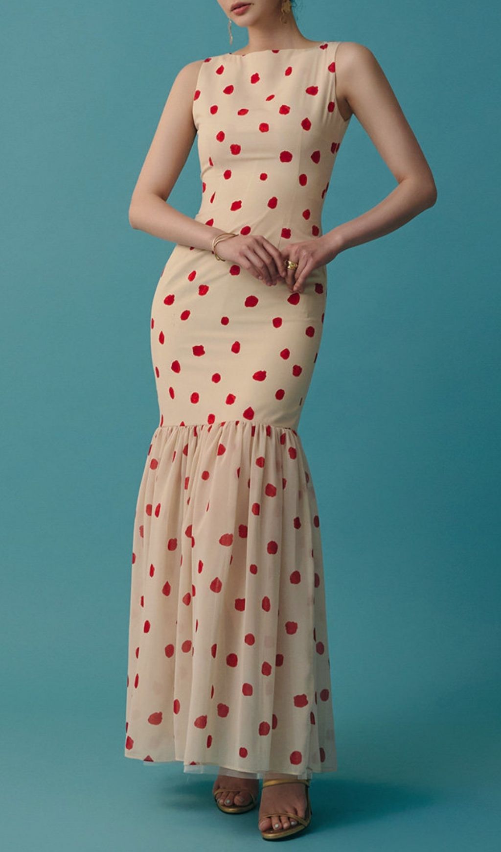 Fashionslee Women Lilit Sleeveless Dot Maxi Dress