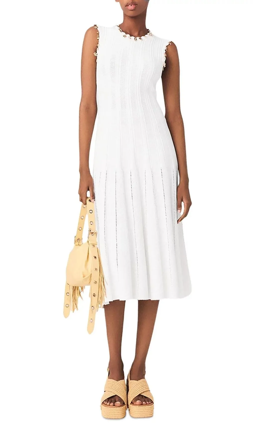 Fashionslee Women Rishell Gold Jewelry Knit Midi Dress