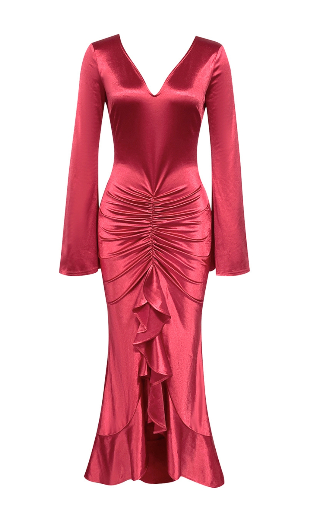 Balliol Red V-Neck Ruched Maxi Dress
