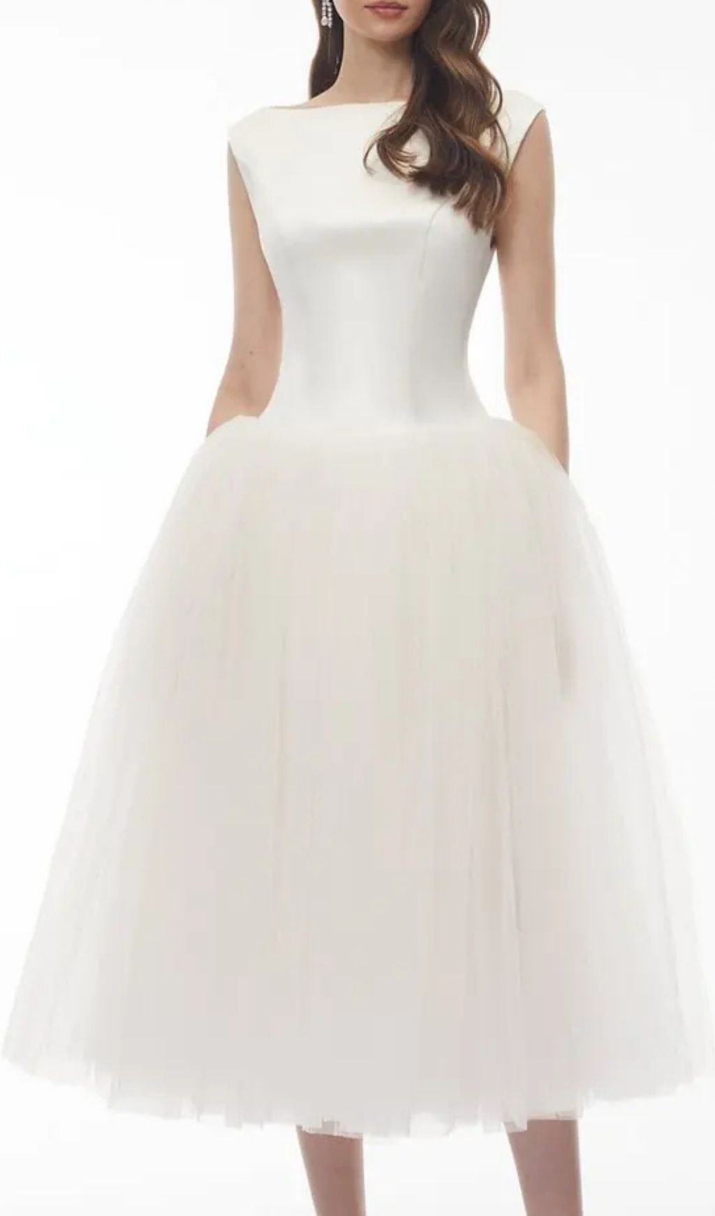 41c8805f81aa6e75c9692c25b6a31540 Salma White Pleated Flared Midi Dress
