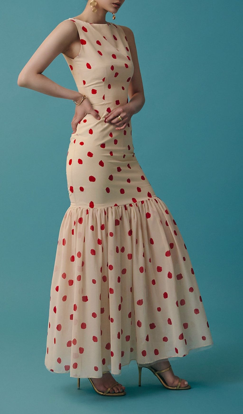 Fashionslee Women Lilit Sleeveless Dot Maxi Dress