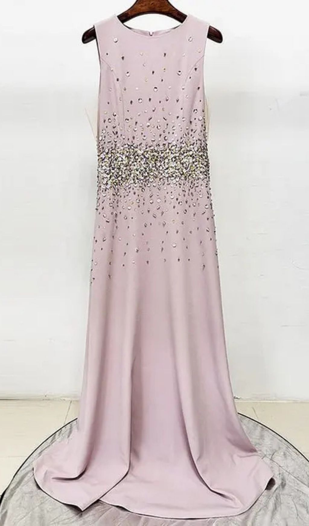 Pandora Beaded Rhinestone Sleeveless Maxi Dress - Pink