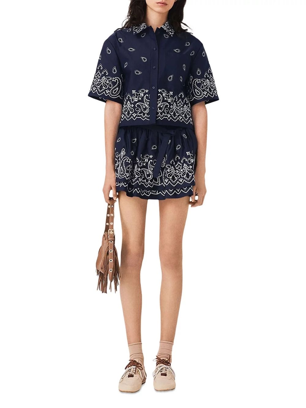 Casile Cropped Embroidered Taffeta Shirt - OWNCI