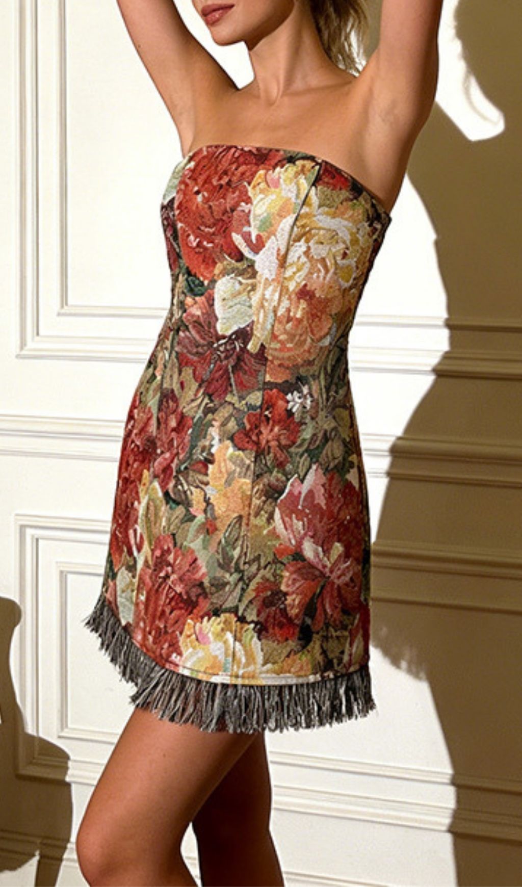 Fashionslee Women Lelah Strapless Printed Mini Dress
