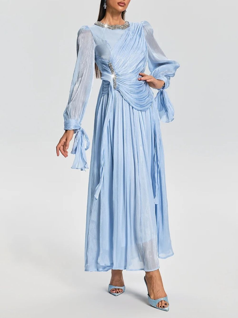 437817204dfb7df417d700cb16d181fc Ilveron Crystal Ruched Maxi Dress