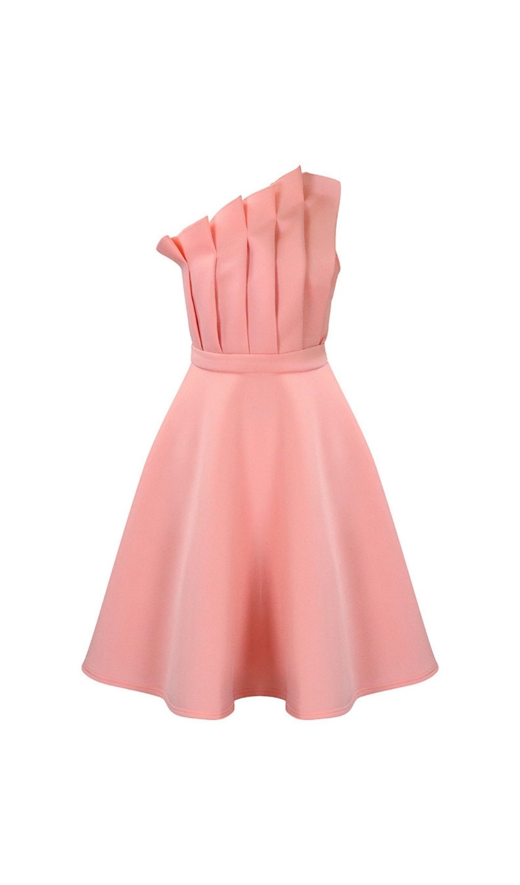 Dolores Ruffled Hem Strapless One-Shoulder Full Midi Dress - OWNCI