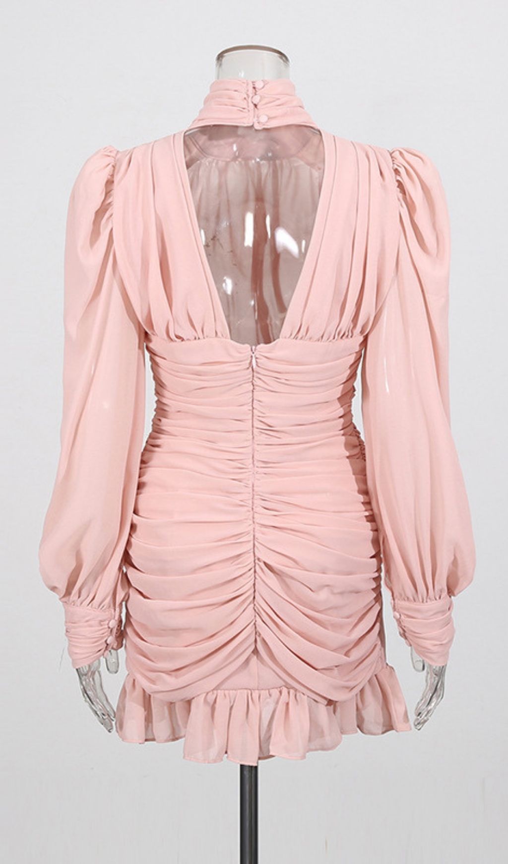 43cbd3aa7dedd662a0b09a86b7ca27d3.jpg Fashionslee Women Lída Pink Long Sleeve Ruched Mini Dress