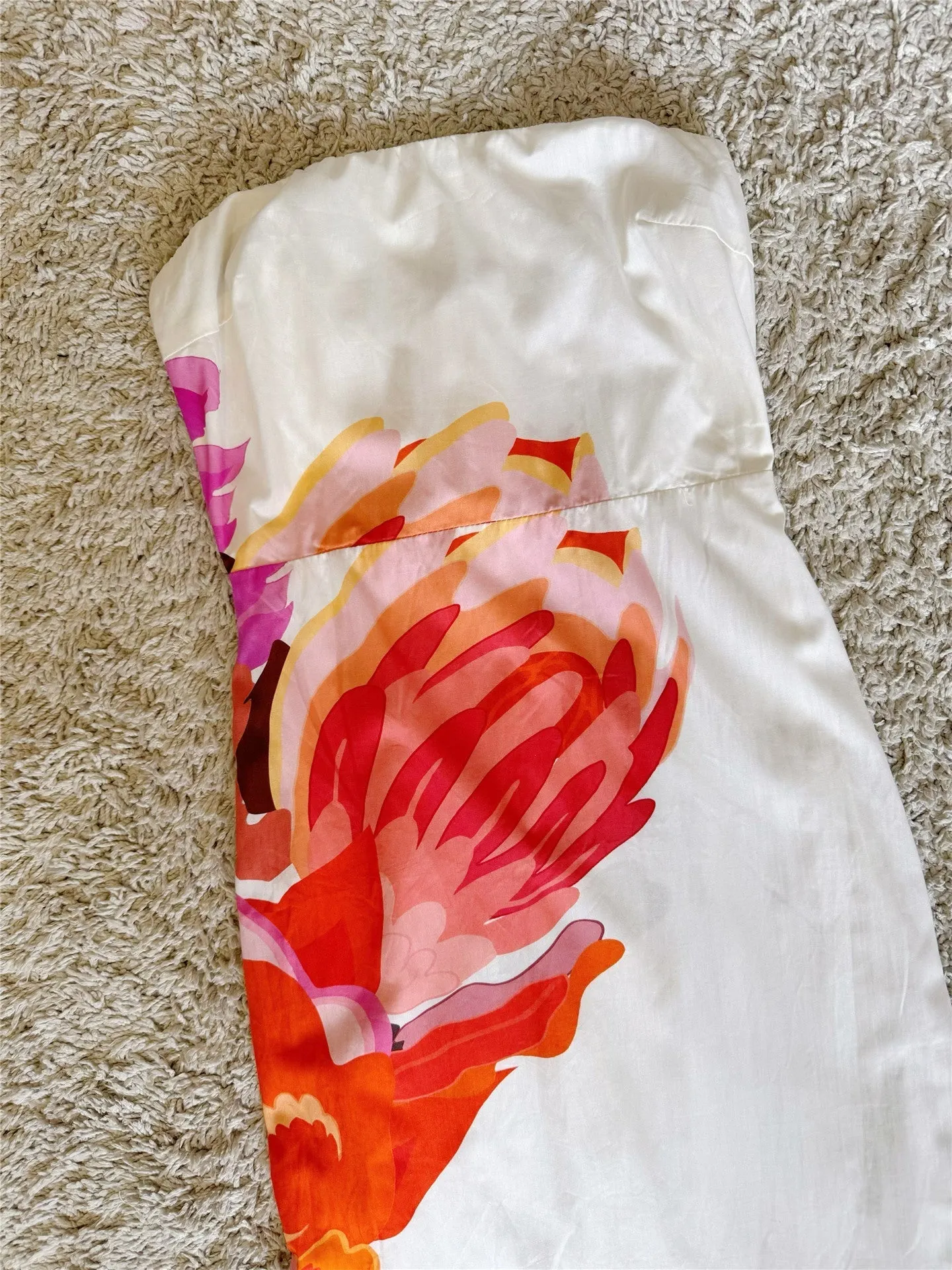 Floral Printed Slit Cotton Dress With Detachable Straps