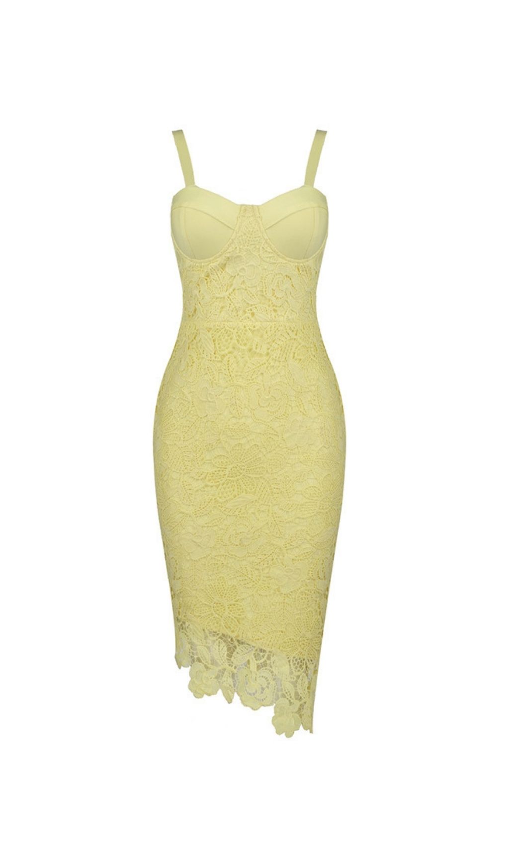Dolores Openwork Lace Strappy Asymmetrical Midi Dress