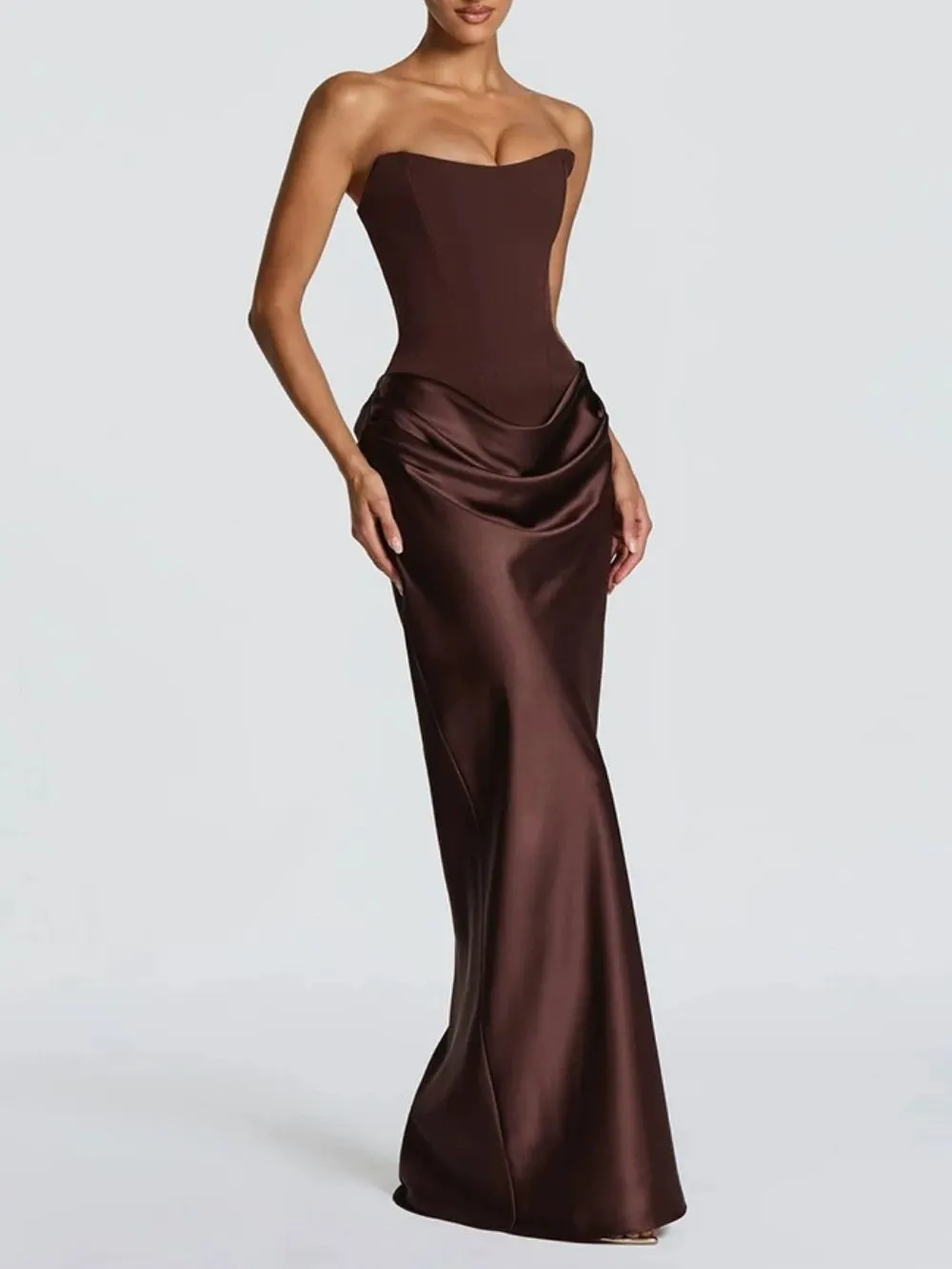 Malani Strapless Ruched Maxi Dress