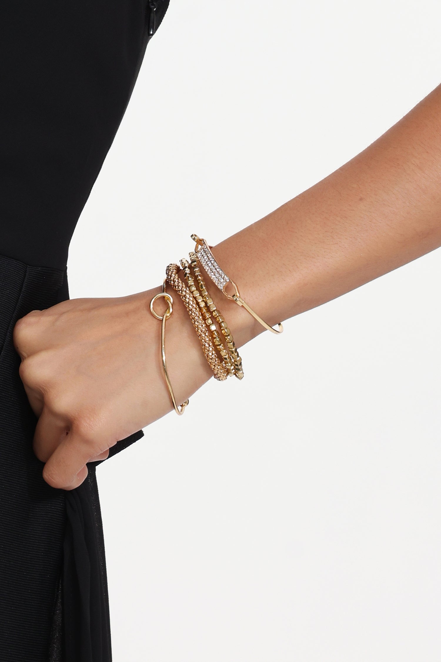 Multi-Style Stacked Gold Bracelet Set