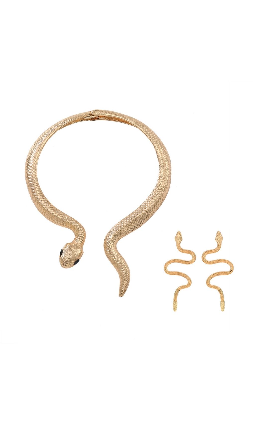 Fashionslee Women Oexara Gold Snake Rhinestone Choker & Earrings