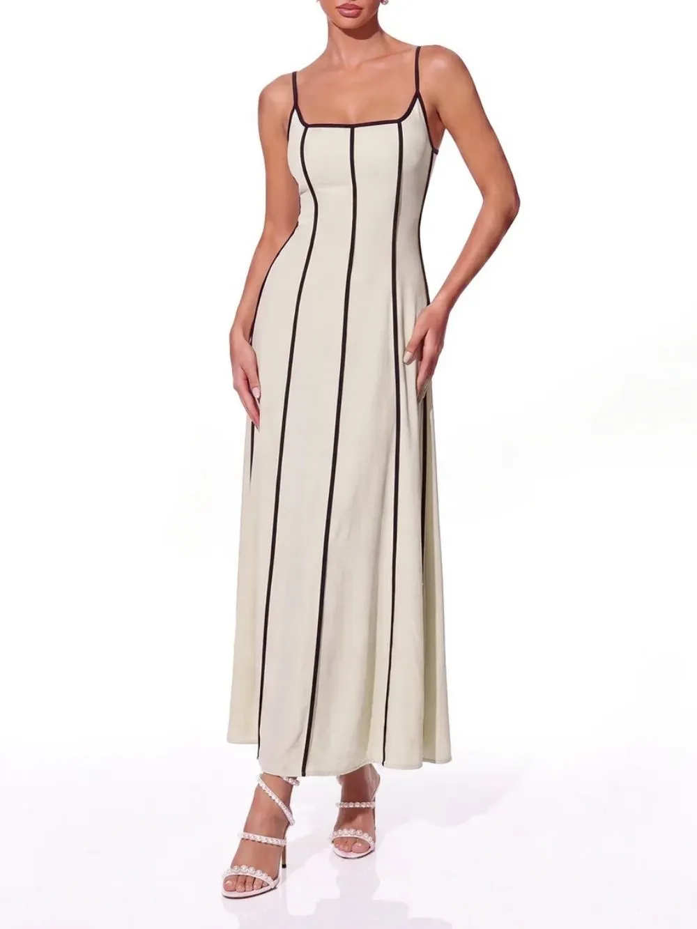 Inez Sleeveless Tie Up Midi Dress