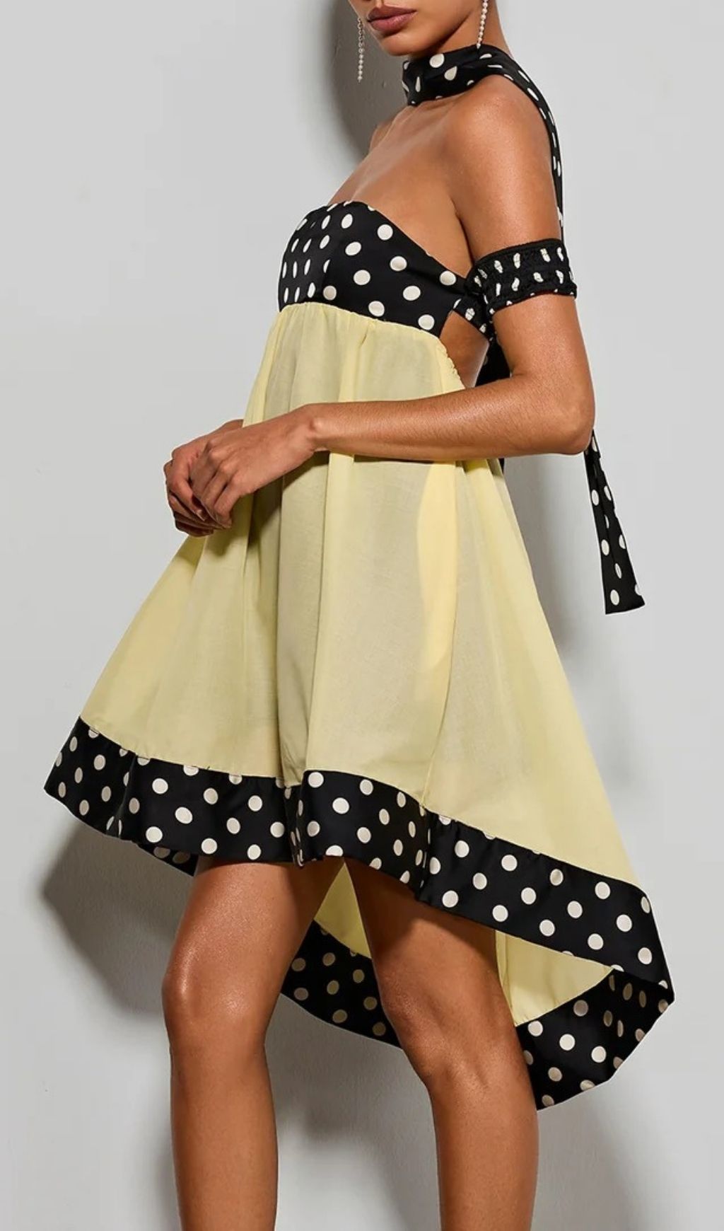Fashionslee Women Velvandis Off Shoulder Dot Mini Dress