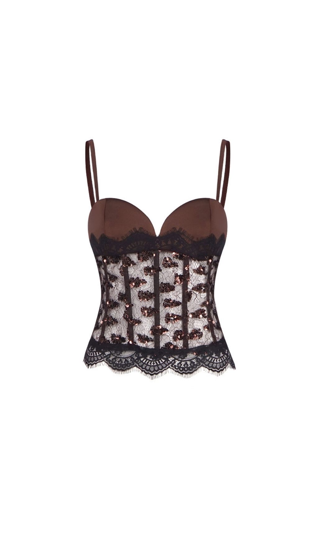 Fashionslee Women Laurene Lace Sequin Crop Top