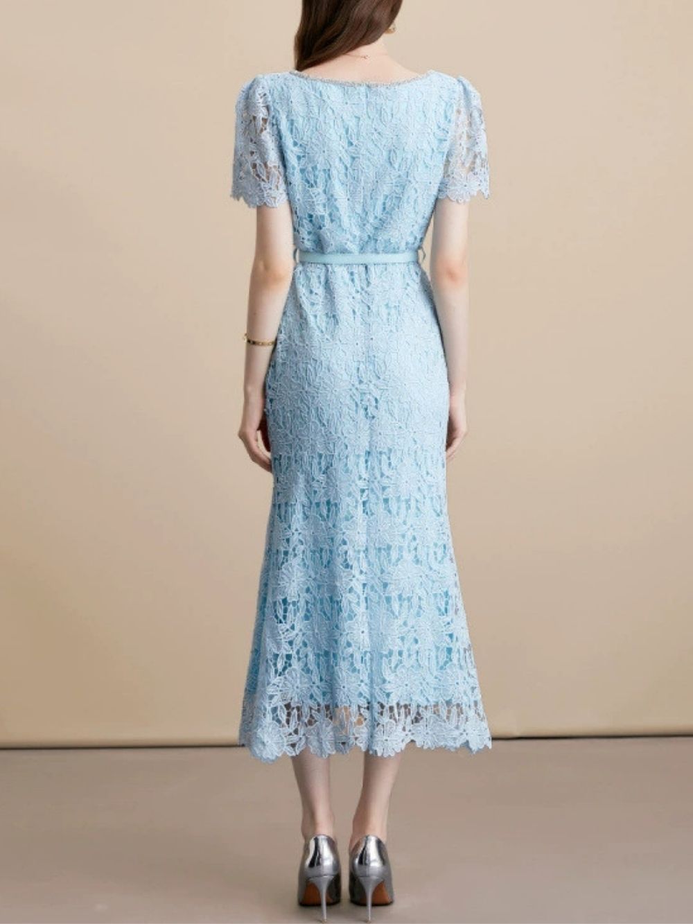 Maija Blue Lace Midi Dress - OWNCI