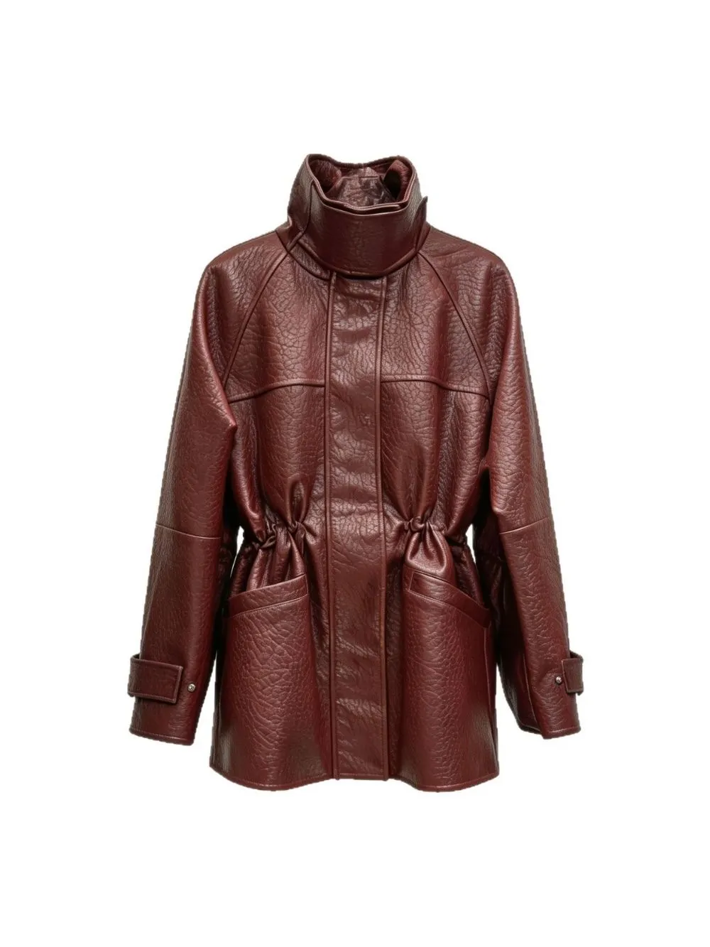 48827326451143edf905ef408bb18d2b Malu PU Leather Drawstring Jacket