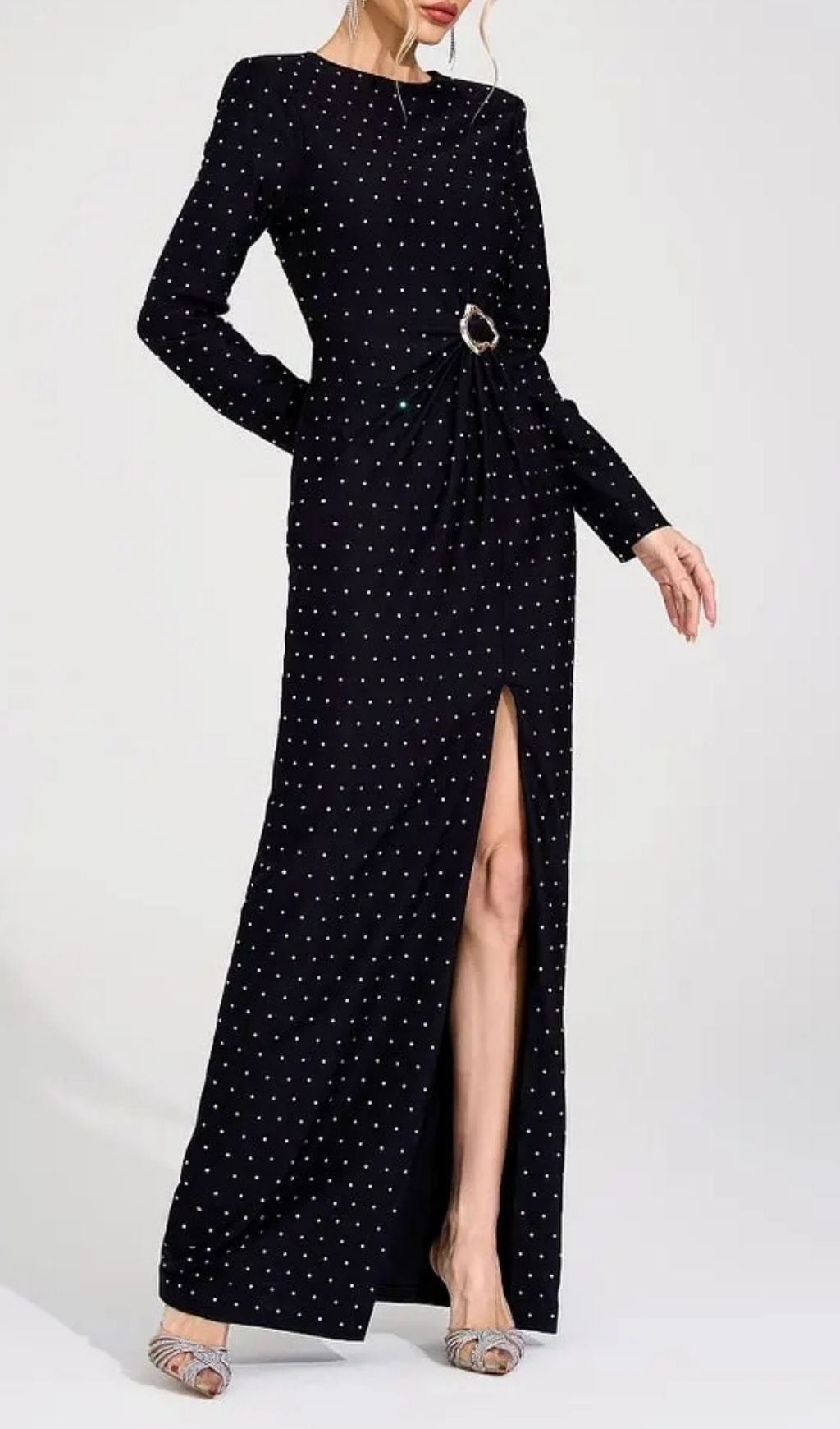 Roxanne Black Diamond High Slit Maxi Dress