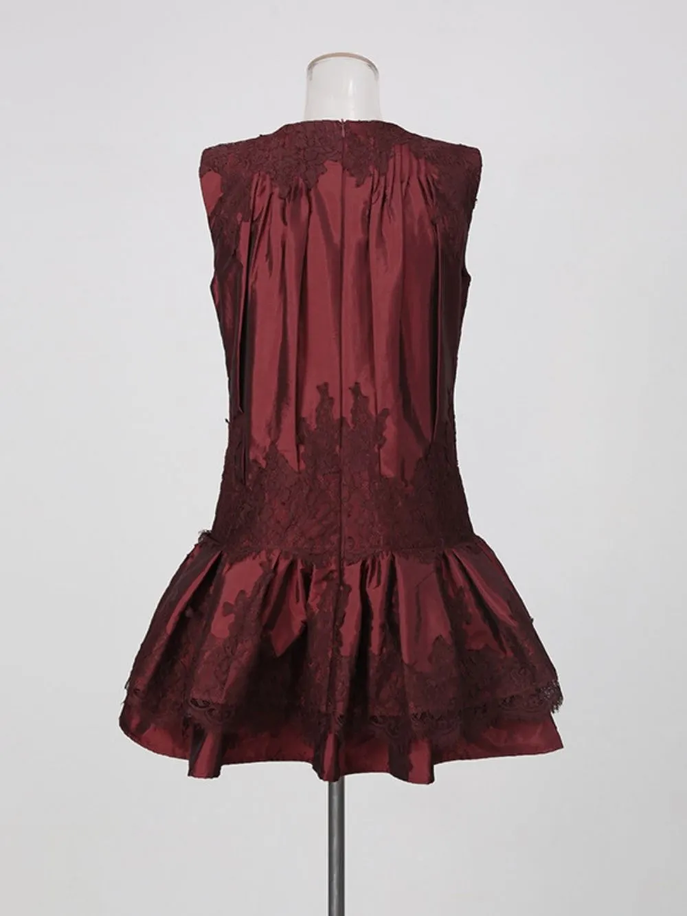 Manda Red Lace Sleeveless Mini Dress - OWNCI