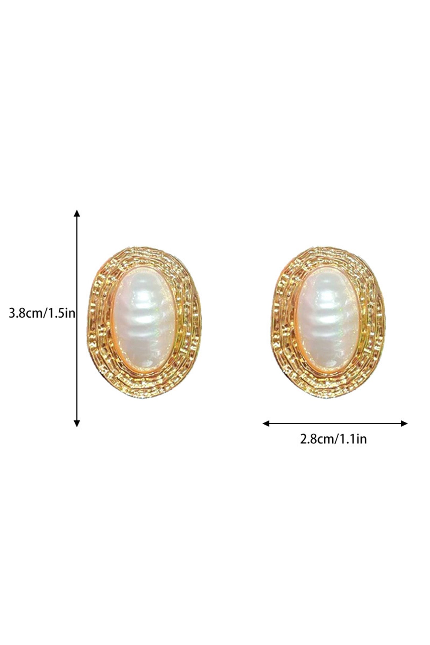 4955881b85b343d116148468ed24f3fa Vintage Textured Gold Oval Baroque Pearl Stud Earrings