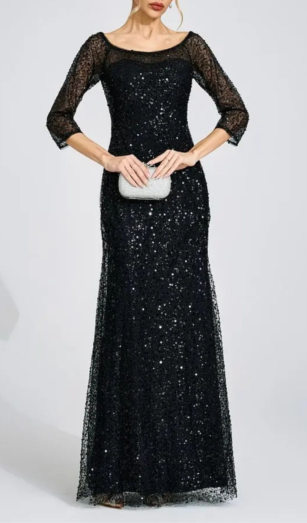 4a0f89014e1ae646f88914ba597feacf Sarah Black Diamond Embellished Tulle Maxi Dress