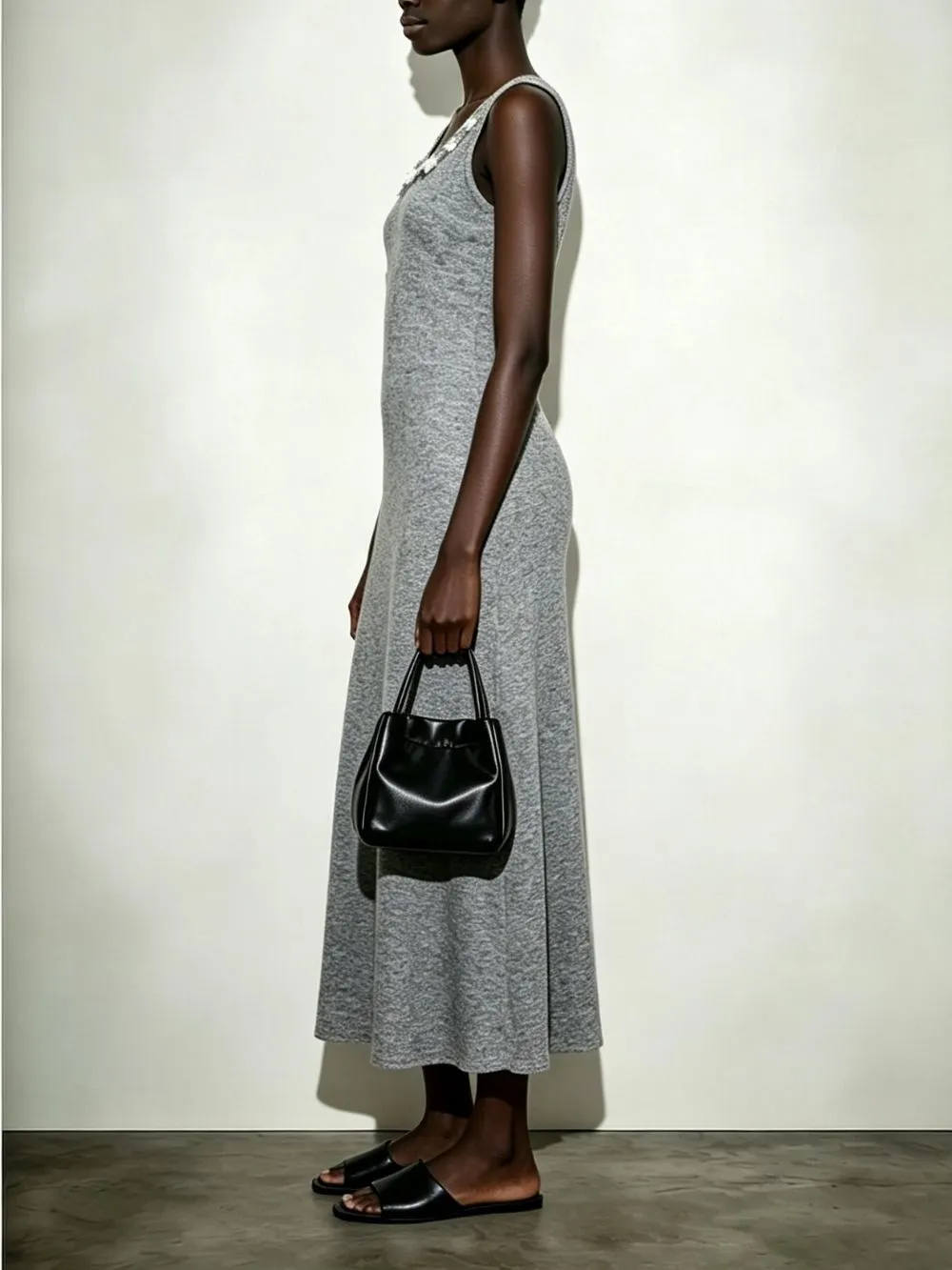 4a1cc9117efbb18acd18ea19f5063158 Majeeda Grey Flower Knit Cardigan & Midi Dress