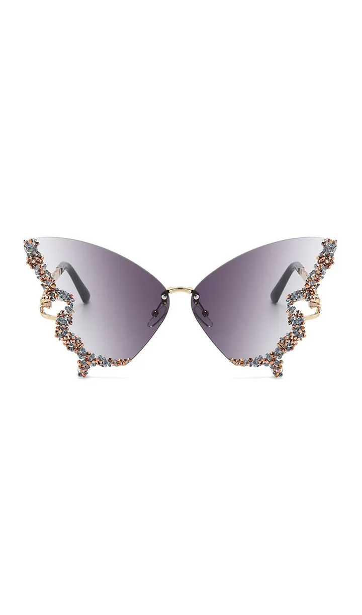 Tierney Grey Butterfly Crystal Sunglasses - OWNCI