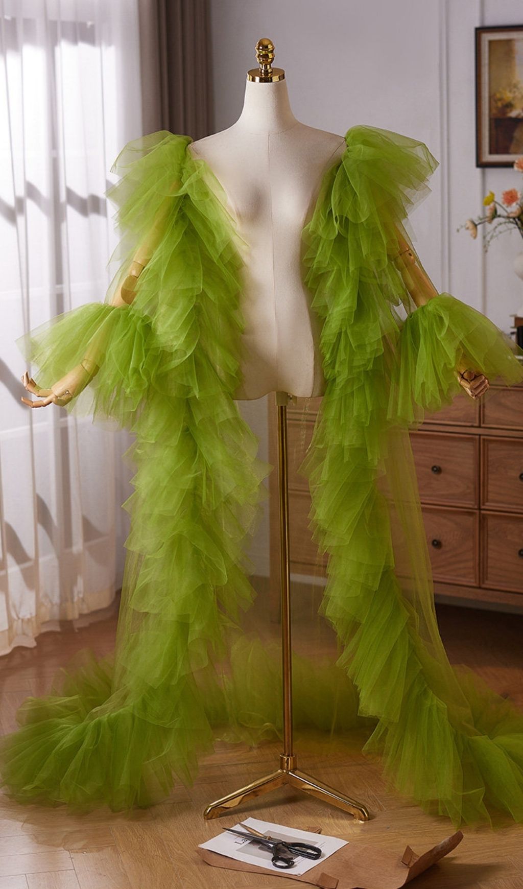 Leighann Green Mesh Shawl - OWNCI