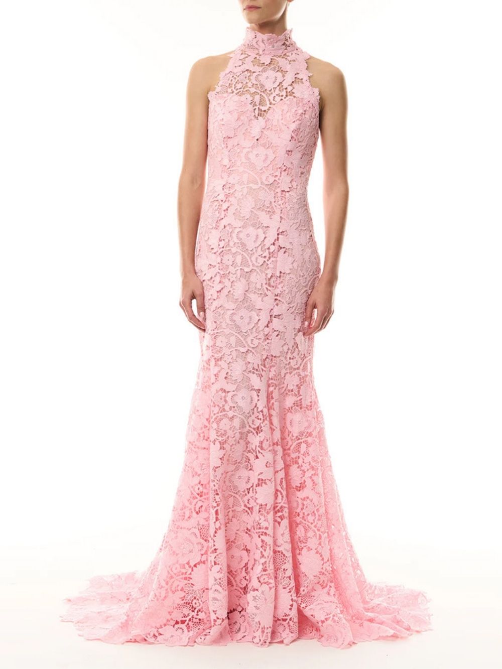 Manoush Pink Sleeveless Lace Maxi Dress