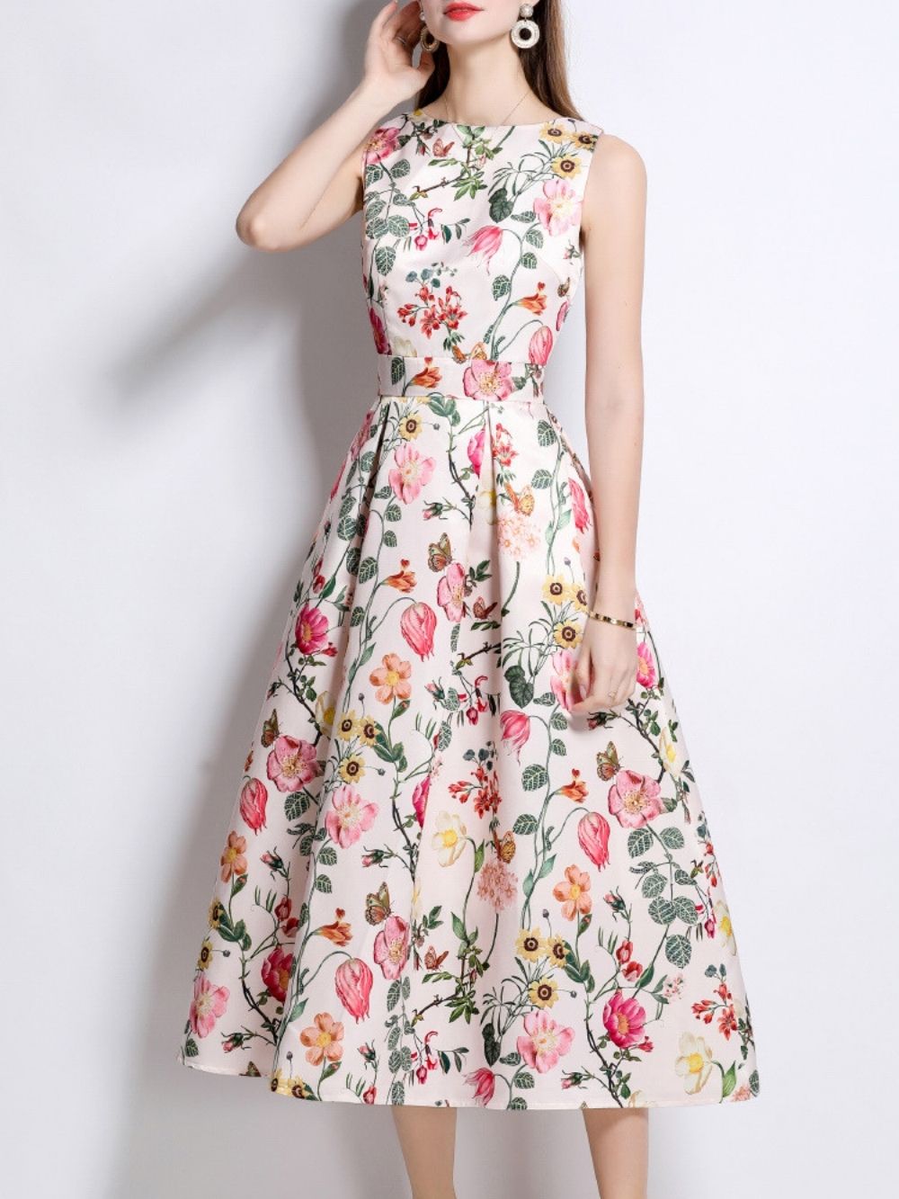 Maicy Sleeveless Floral Midi Dress - OWNCI Maicy Sleeveless Floral Midi Dress - OWNCI