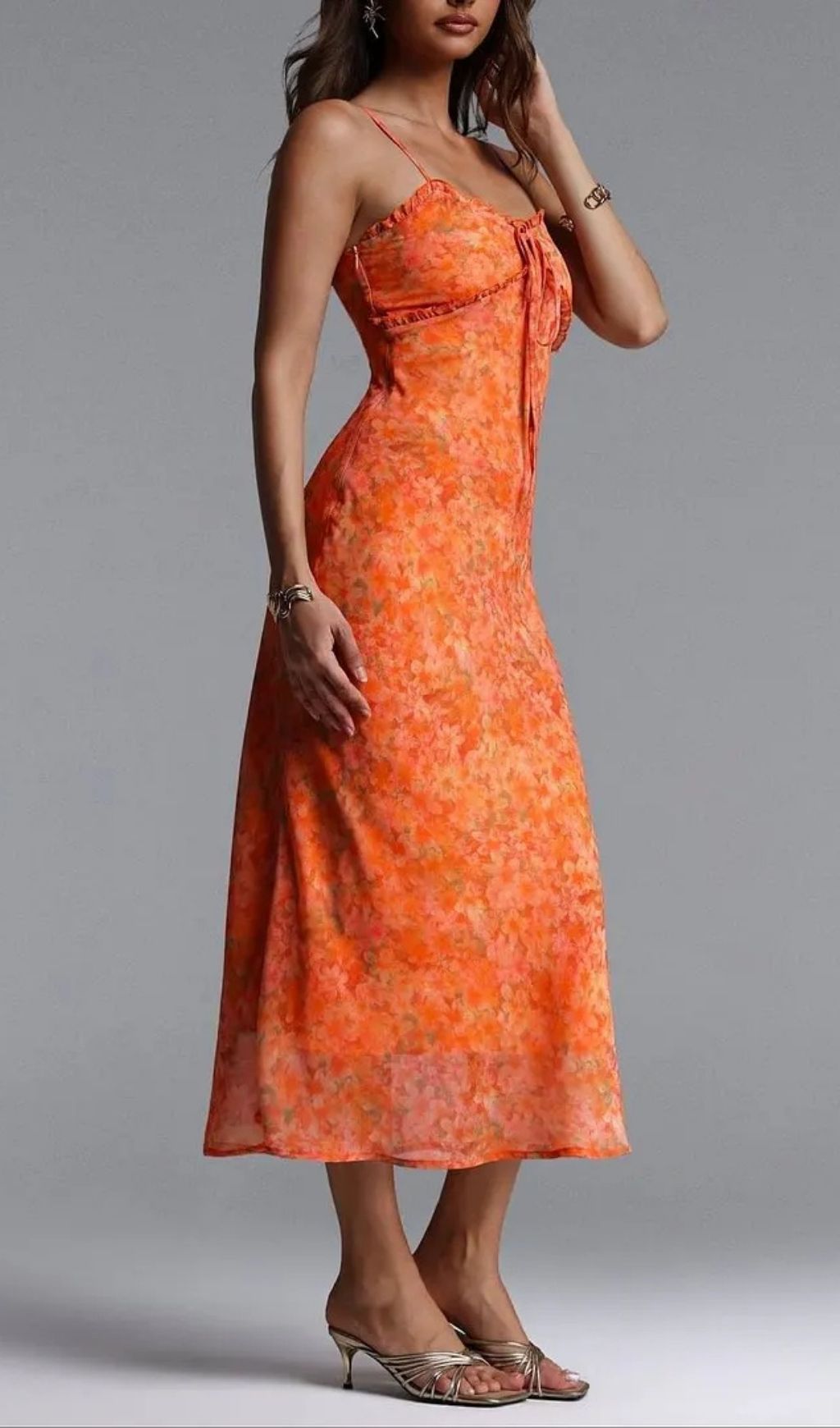 4cbd459cf85451978a30ac83cddaadb6 Ienee Sleeveless Ruffle Floral Print Woven Maxi Dress
