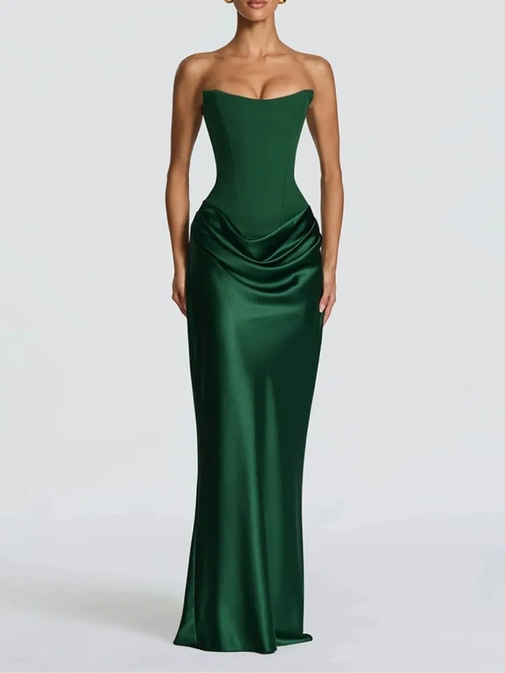 Malani Strapless Ruched Maxi Dress