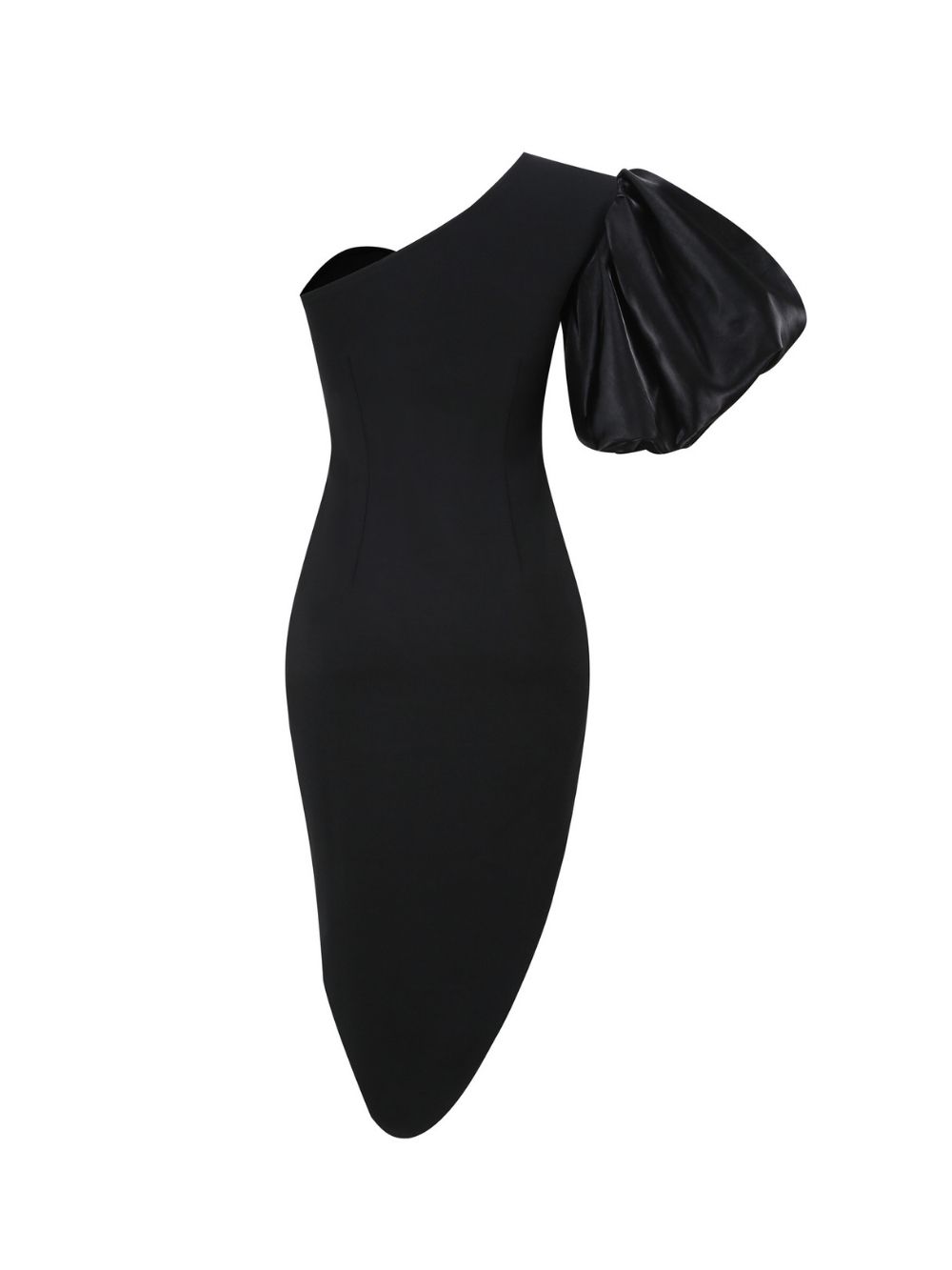 4e2865ae42432e3af825d9b6c94539b9 Makala Black One-Shoulder Midi Dress