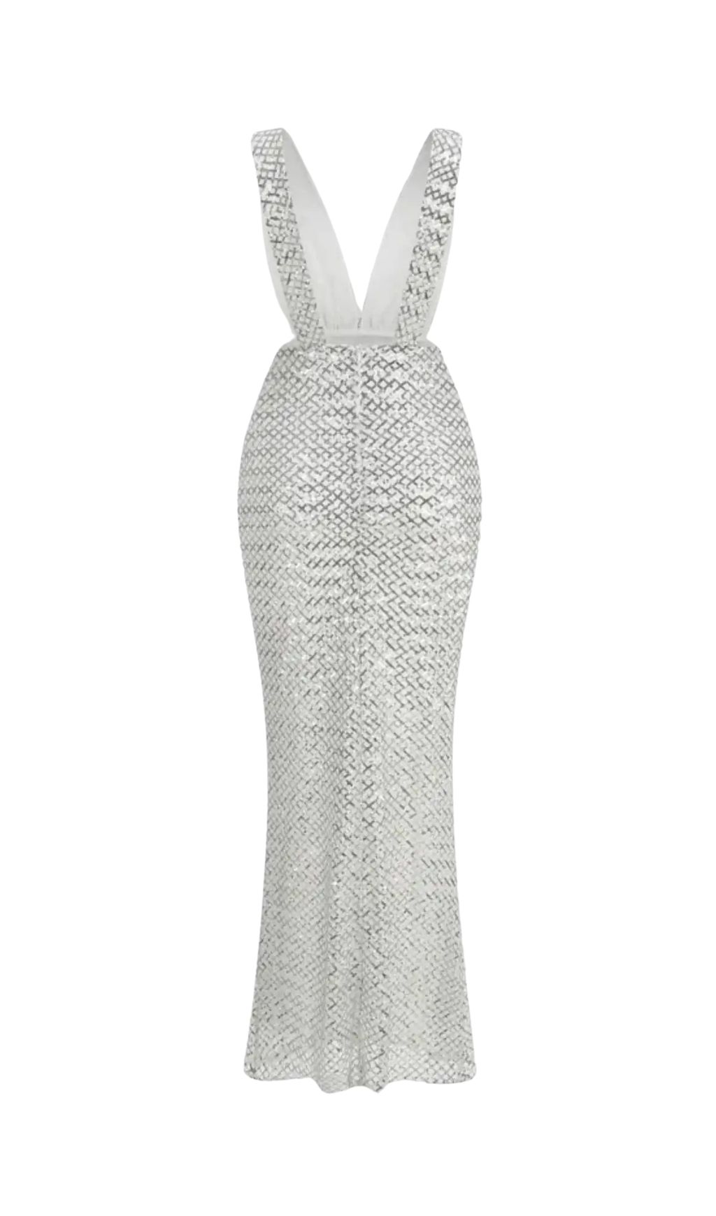 Sequin Maxi Dress With Satin Bow Detail – Light Grey - OWNCI Sequin Maxi Dress With Satin Bow Detail – Light Grey - OWNCI