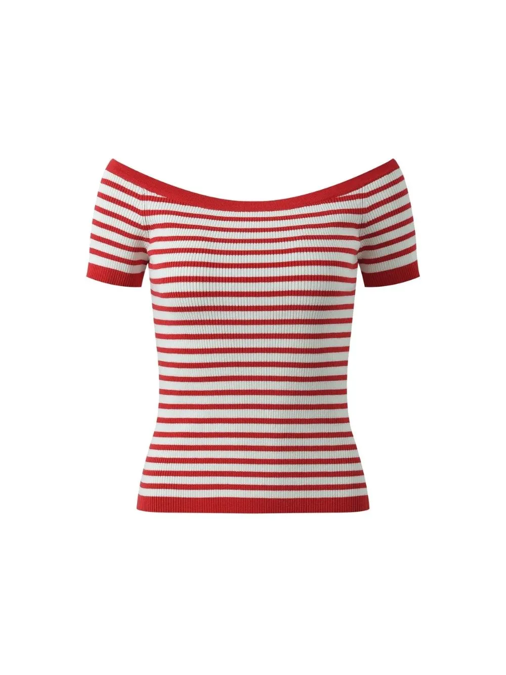 Striped Knit Boat Neck Top - OWNCI Striped Knit Boat Neck Top - OWNCI